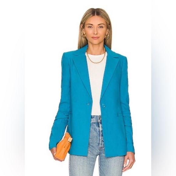Alice‎ + Olivia Notch Collar Blue Tailored Blazer Jacket - Picture 2 of 11